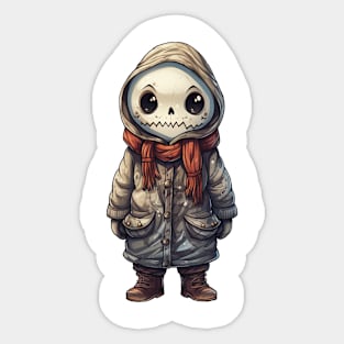 Spooky skull figure in mask perfect for halloween ! Smile face :) Sticker